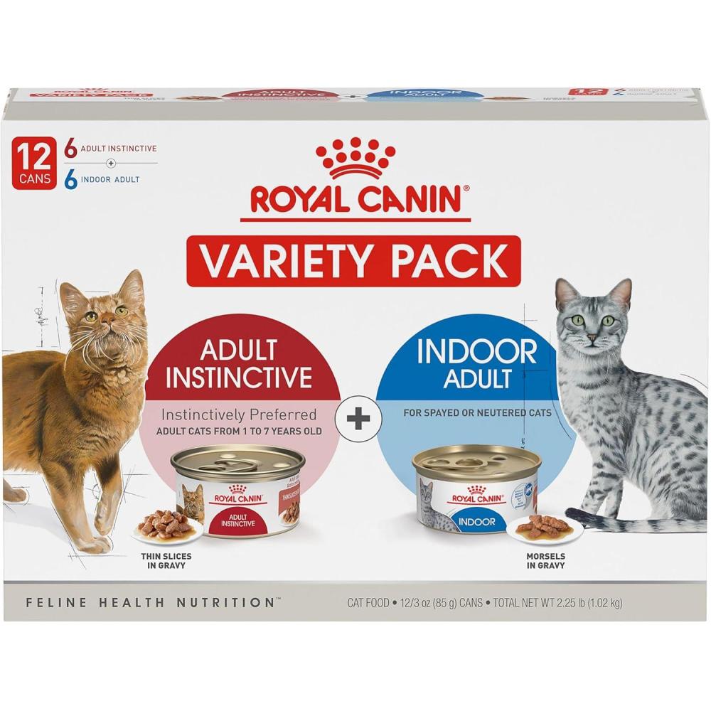 imageRoyal Canin Feline Health Nutrition Indoor Adult ampamp Adult Instinctive Wet Cat Food Variety Pack Supports Healthy Digestion Balanced Nutrition and Weight Management 3 oz 12 Pack3 Ounce Pack of 12